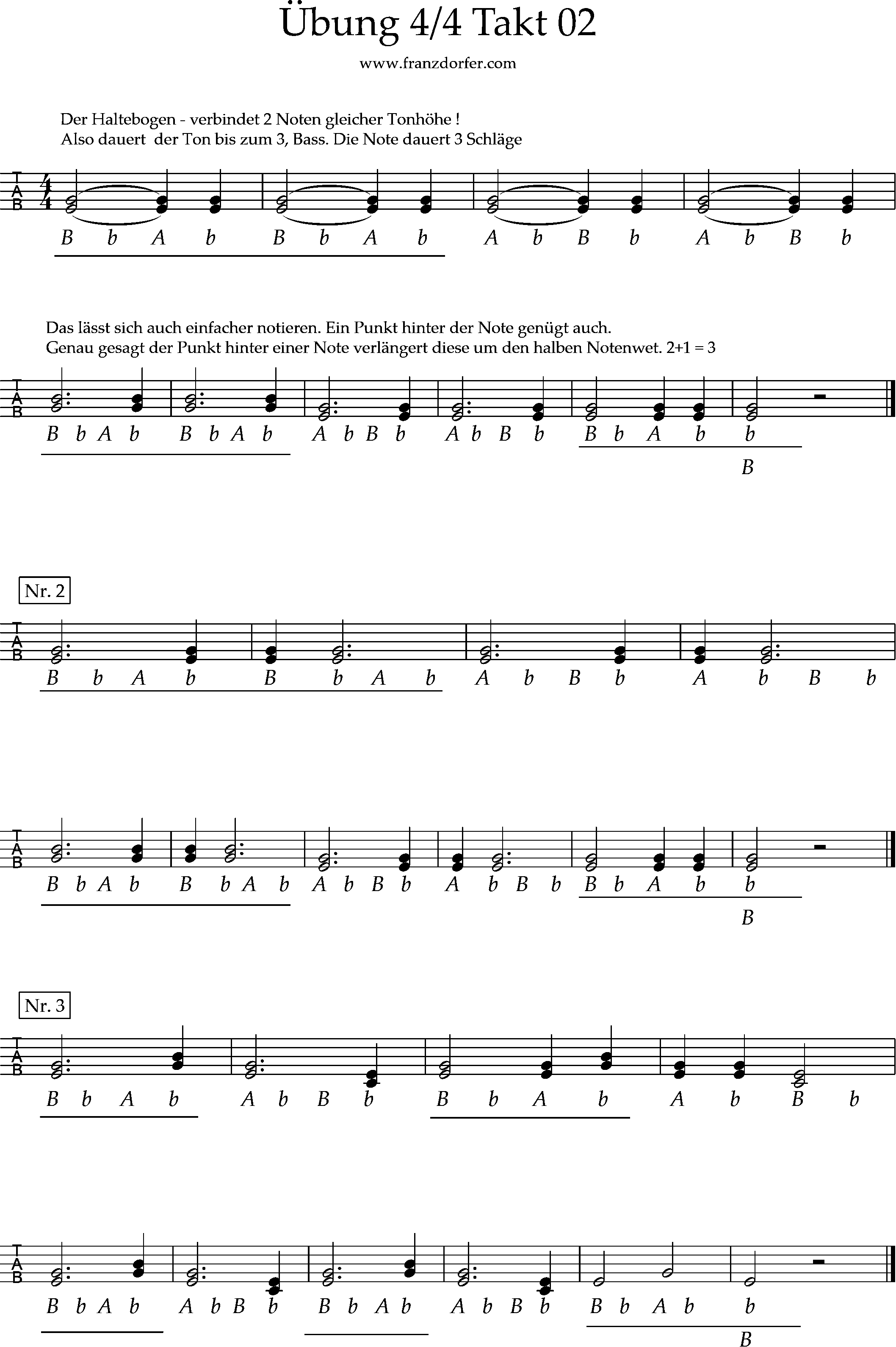 Griffschrift- Steirische harmonika lernen, die punktierte Halbe Note